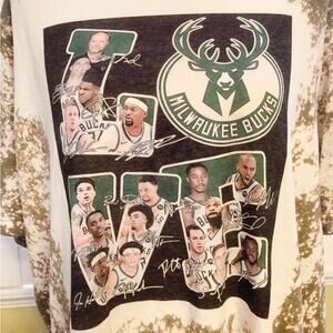Milwaukee Bucks NBA Bleach Dye Handmade Graphic Tee